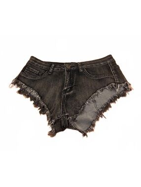 Women's Black Distressed High-Cut Denim Shorts Size M